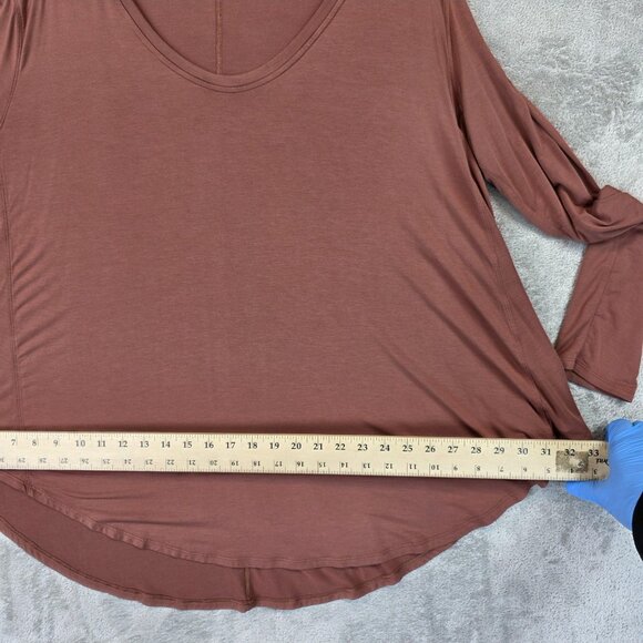 Lululemon Shirt Womens Size XL Brown Long Sleeve Scoop Hem Relaxed Lounge Top - Picture 5 of 7